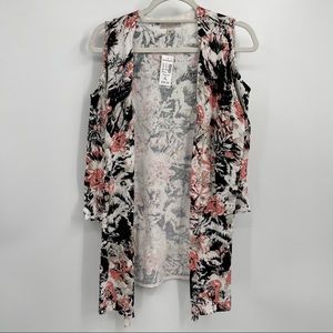Dress Barn Open Shoulder Cardigan Sweater Size XL Floral Print New With …